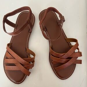 Women’s Strappy Brown Flat Sandals